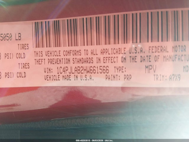 1C4PJLAB2HW661566 Jeep Cherokee Sport Fwd
