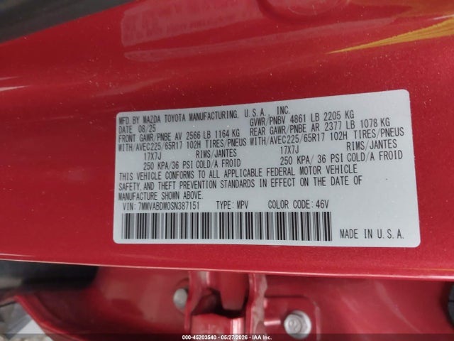 Продаж на аукціоні авто 2025 Mazda Cx-50 2.5 S Premium Package, vin: 7MMVABDM0SN387151, номер лоту: 45203540