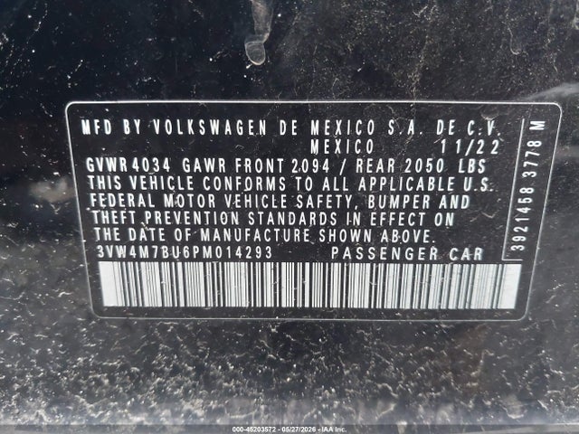 2023 Volkswagen Jetta 1.5t S მანქანა იყიდება აუქციონზე, vin: 3VW4M7BU6PM014293, აუქციონის ნომერი: 45203572