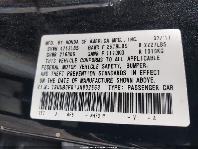 2018 Acura Tlx Tech Pkg მანქანა იყიდება აუქციონზე, vin: 19UUB3F51JA002563, აუქციონის ნომერი: 45203610