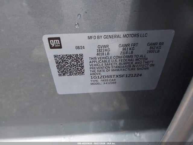 Продажа на аукционе авто 2025 Chevrolet Malibu Fwd 1lt, vin: 1G1ZD5STXSF121224, номер лота: 45203638