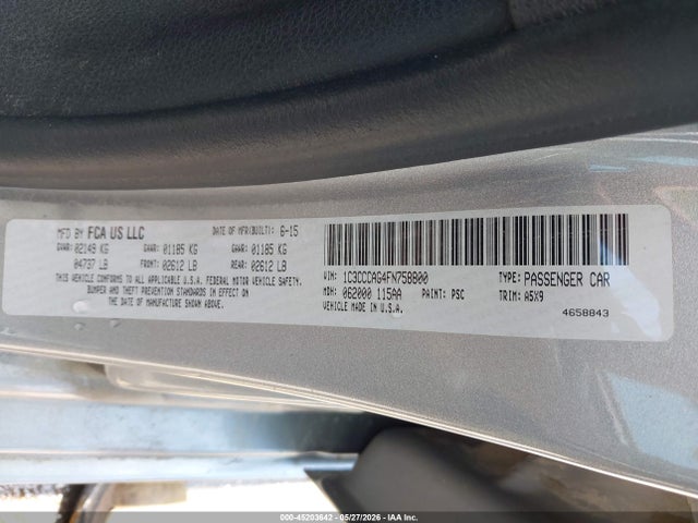 45203642 :رقم المزاد ، 1C3CCCAG4FN758800 vin ، 2015 Chrysler 200 Limited مزاد بيع