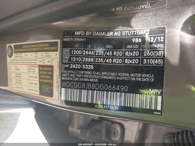 Продажа на аукционе авто 2013 Mercedes-benz Glk 350 4matic, vin: WDCGG8JB8DG066490, номер лота: 45203687