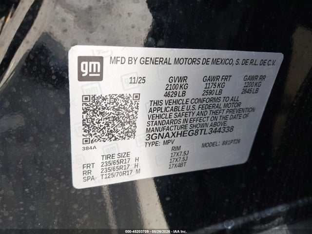 Продаж на аукціоні авто 2026 Chevrolet Equinox Fwd Lt, vin: 3GNAXHEG8TL344338, номер лоту: 45203709