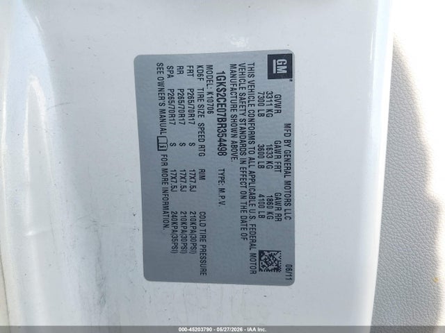 Aukcja sprzedaży 2011 Gmc Yukon Slt, vin: 1GKS2CE07BR354498, numer aukcji: 45203790