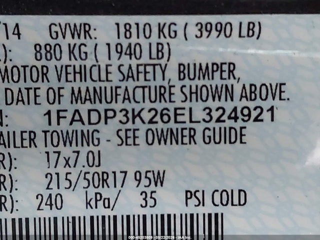 2014 Ford Focus Se მანქანა იყიდება აუქციონზე, vin: 1FADP3K26EL324921, აუქციონის ნომერი: 45203809
