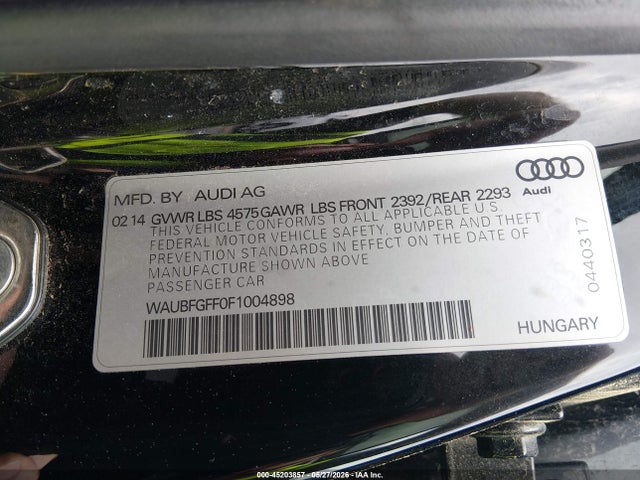 Продаж на аукціоні авто 2015 Audi A3 2.0t Premium, vin: WAUBFGFF0F1004898, номер лоту: 45203857