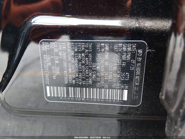 Продаж на аукціоні авто 2026 Nissan Rogue Sv, vin: JN8BT3BB1TW373604, номер лоту: 45203904