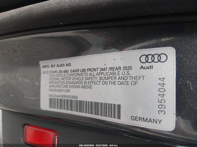 Продажа на аукционе авто 2024 Audi A4 Premium Plus 45 Tfsi S Line Quattro S Tronic, vin: WAUEAAF40RN003559, номер лота: 45203956