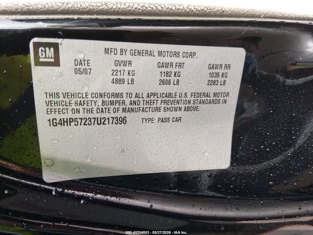 Aukcja sprzedaży 2007 Buick Lucerne Cx, vin: 1G4HP57237U217396, numer aukcji: 45204003