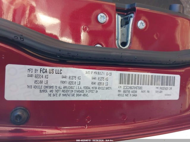 Продаж на аукціоні авто 2019 Chrysler 300 300s, vin: 2C3CCABG7KH676081, номер лоту: 45204019