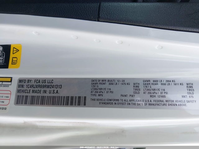 45204032 :رقم المزاد ، 1C4RJXR69RW241313 vin ، 2024 Jeep Wrangler 4xe Rubicon 4xe مزاد بيع