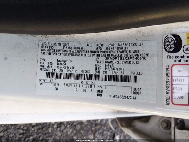 Aukcja sprzedaży 2018 Ford Fiesta Se, vin: 3FADP4BJXJM140510, numer aukcji: 45204066