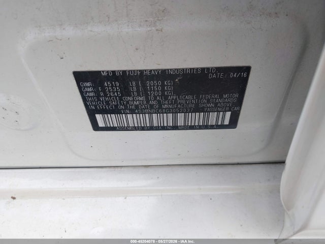 Subaru Legacy 2.5i Premium 2016 4S3BNBC68G3052037 Image 9