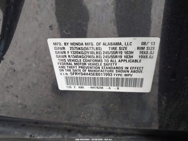 Продажа на аукционе авто 2014 Acura Mdx Technology Package, vin: 5FRYD4H45EB011993, номер лота: 45204084