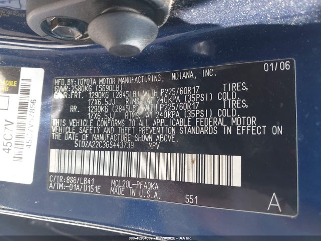 Aukcja sprzedaży 2006 Toyota Sienna Xle, vin: 5TDZA22C36S443739, numer aukcji: 45204087