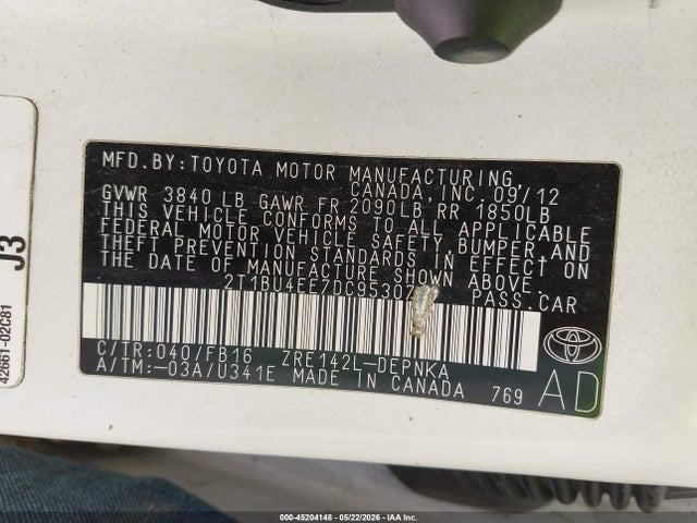 Продаж на аукціоні авто 2013 Toyota Corolla Le, vin: 2T1BU4EE7DC953079, номер лоту: 45204148
