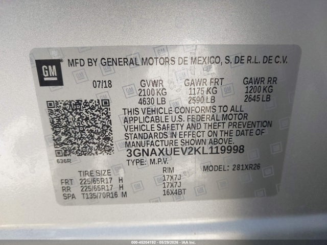 Chevrolet EQUINOX LT 2019 3GNAXUEV2KL119998 Image 9