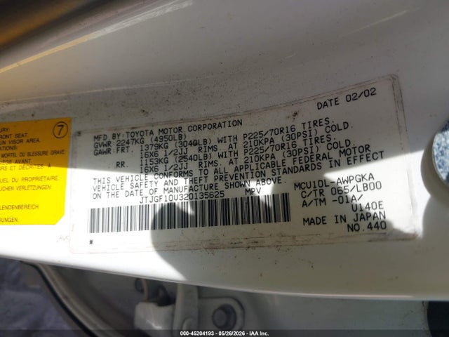 Продаж на аукціоні авто 2002 Lexus Rx 300, vin: JTJGF10U320135625, номер лоту: 45204193