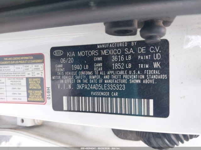 Aukcja sprzedaży 2020 Kia Rio Lx, vin: 3KPA24AD5LE335323, numer aukcji: 45204241
