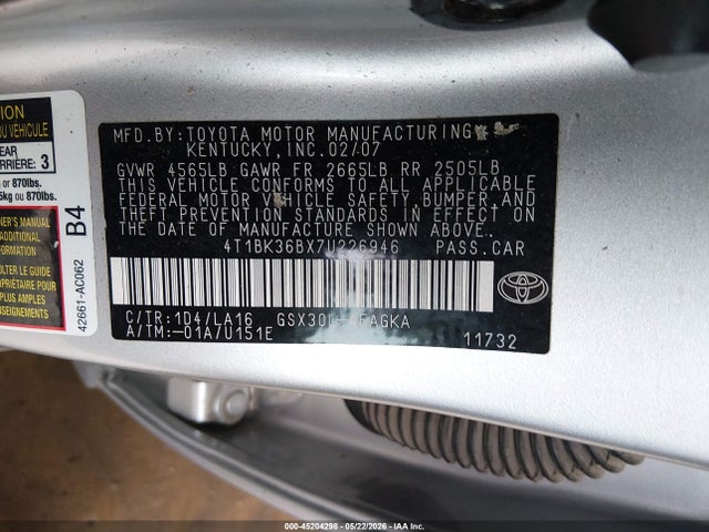Aukcja sprzedaży 2007 Toyota Avalon Xls, vin: 4T1BK36BX7U226946, numer aukcji: 45204298