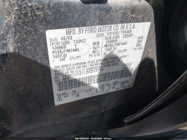 Aukcja sprzedaży 2002 Ford Escape Xlt, vin: 1FMCU03182KD53756, numer aukcji: 45204301