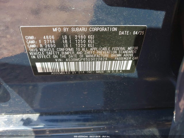 Aukcja sprzedaży 2025 Subaru Legacy Touring Xt, vin: 4S3BWGP65S3022829, numer aukcji: 45204344