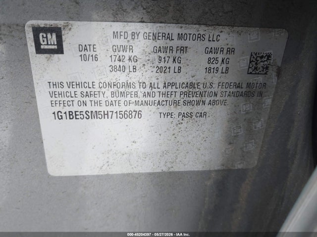 1G1BE5SM5H7156876 Chevrolet Cruze Lt Auto