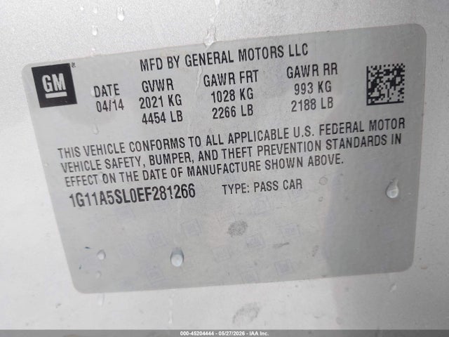 Продаж на аукціоні авто 2014 Chevrolet Malibu 1fl, vin: 1G11A5SL0EF281266, номер лоту: 45204444