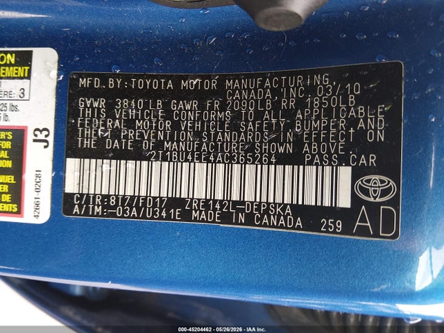 Aukcja sprzedaży 2010 Toyota Corolla S, vin: 2T1BU4EE4AC365264, numer aukcji: 45204462