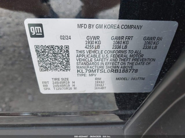KL79MTSL0RB188778 Chevrolet Trailblazer Fwd Rs