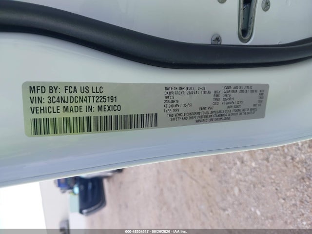Aukcja sprzedaży 2026 Jeep Compass Limited Altitude, vin: 3C4NJDCN4TT225191, numer aukcji: 45204517