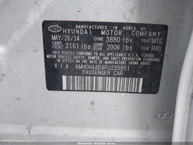 Продажа на аукционе авто 2015 Hyundai Elantra Se, vin: KMHDH4AE4FU235851, номер лота: 45204525