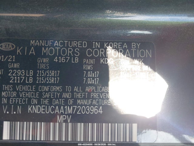 2021 Kia Seltos S მანქანა იყიდება აუქციონზე, vin: KNDEUCAA1M7203964, აუქციონის ნომერი: 45204555