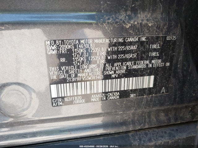 2T3H1RFV5SW381463 Toyota RAV4 LE