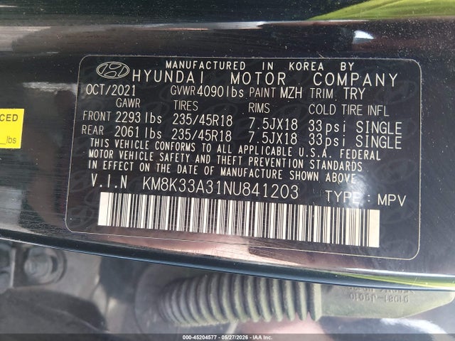 45204577 :رقم المزاد ، KM8K33A31NU841203 vin ، 2022 Hyundai Kona N Line مزاد بيع