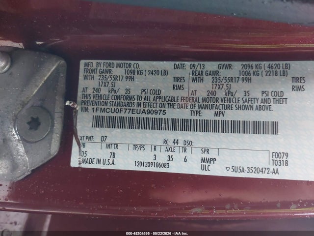 Aukcja sprzedaży 2014 Ford Escape S, vin: 1FMCU0F77EUA90975, numer aukcji: 45204595