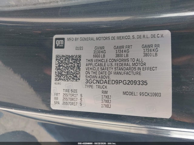3GCNDAED9PG209335 Chevrolet Silverado 1500 4wd Long Bed Wt