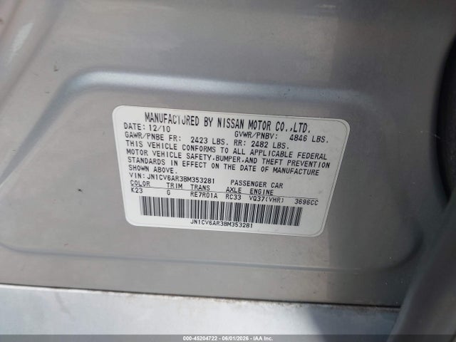 45204722 :رقم المزاد ، JN1CV6AR3BM353281 vin ، 2011 Infiniti G37x مزاد بيع