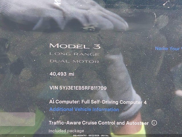 Aukcja sprzedaży 2024 Tesla Model 3 Long Range Dual Motor All-wheel Drive, vin: 5YJ3E1EB5RF811709, numer aukcji: 45204761