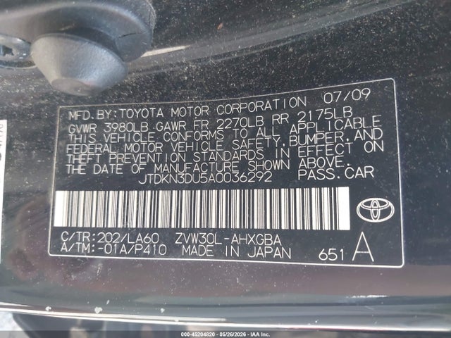 Продажа на аукционе авто 2010 Toyota Prius Iv, vin: JTDKN3DU5A0036292, номер лота: 45204820
