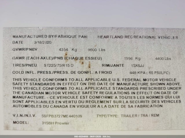 Heartland Rv Other 2021 5SFPB3727ME440109 Image 9