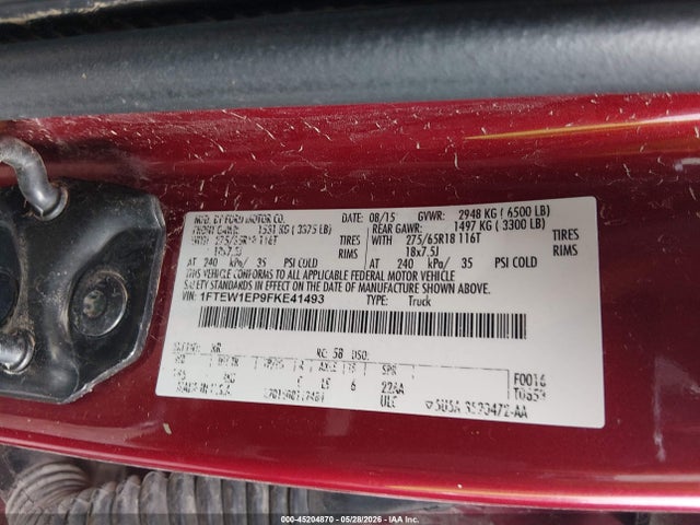 Продаж на аукціоні авто 2015 Ford F-150 Xlt, vin: 1FTEW1EP9FKE41493, номер лоту: 45204870