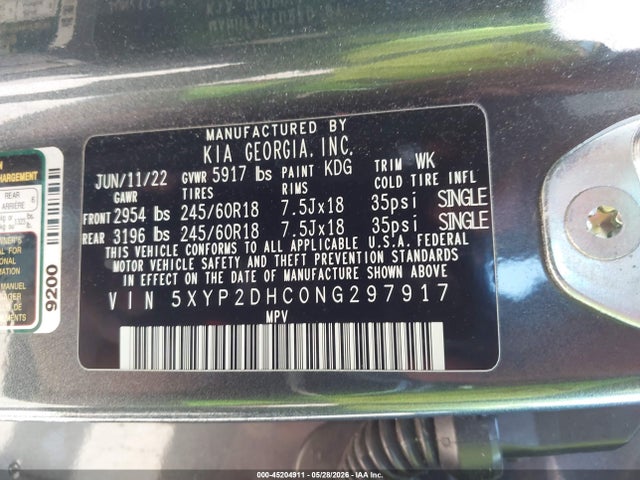 Продажа на аукционе авто 2022 Kia Telluride Lx, vin: 5XYP2DHC0NG297917, номер лота: 45204911