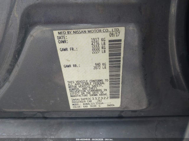 Aukcja sprzedaży 2018 Nissan Altima 2.5 Sv, vin: 1N4AL3AP4JC117322, numer aukcji: 45204938