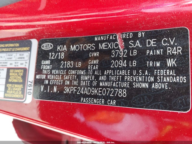 KIA Forte Lxs 2019 3KPF24AD9KE072788 Image 9