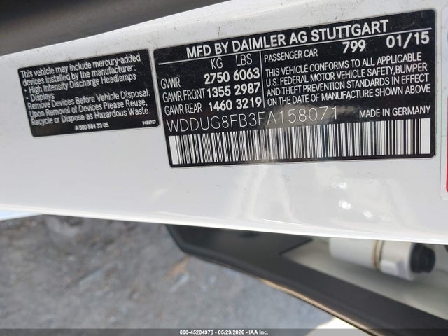 Продаж на аукціоні авто 2015 Mercedes-benz S 550 4matic, vin: WDDUG8FB3FA158071, номер лоту: 45204978