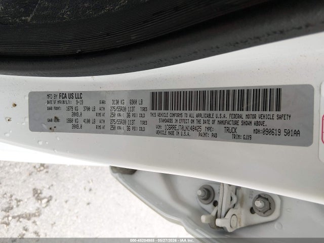 Auction sale of the 2020 Ram 1500 Laramie  4x2 5'7 Box, vin: 1C6RREJT0LN148425, lot number: 45204985