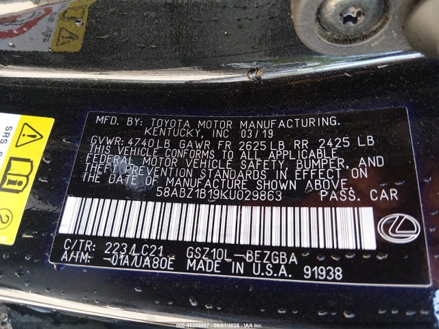 58ABZ1B19KU029863 Lexus Es 350 Ultra Luxury