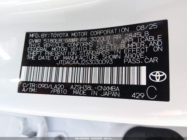 Продаж на аукціоні авто 2025 Toyota Crown Signia Xle, vin: JTDACAAJ2S3030093, номер лоту: 45205030
